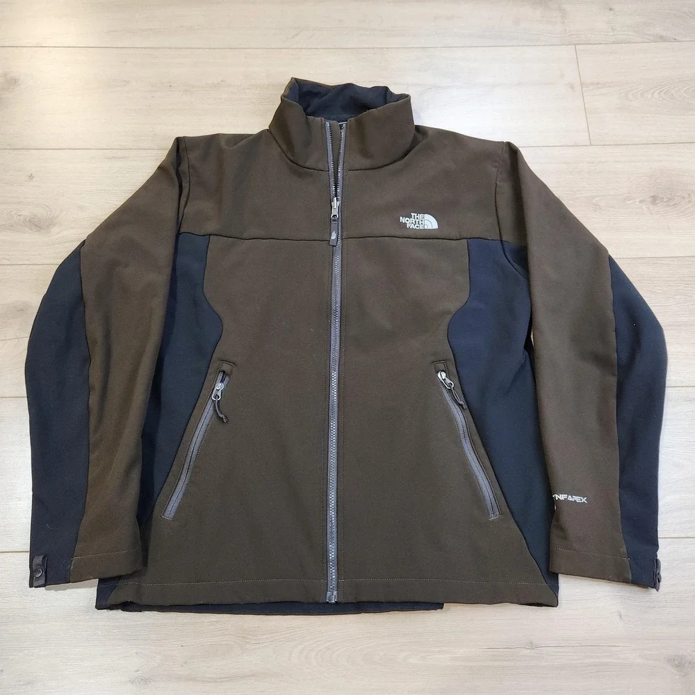 The North Face‎ TNF Apex Jacket Mens Large Brown Softshell Full Zip Outdoor